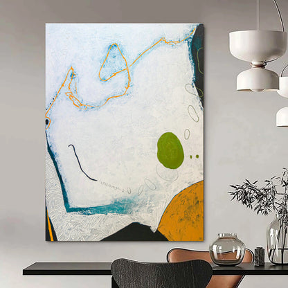 White - Orange - Green Abstract Art for Coastal Restaurant & Home Porch DLZ1117