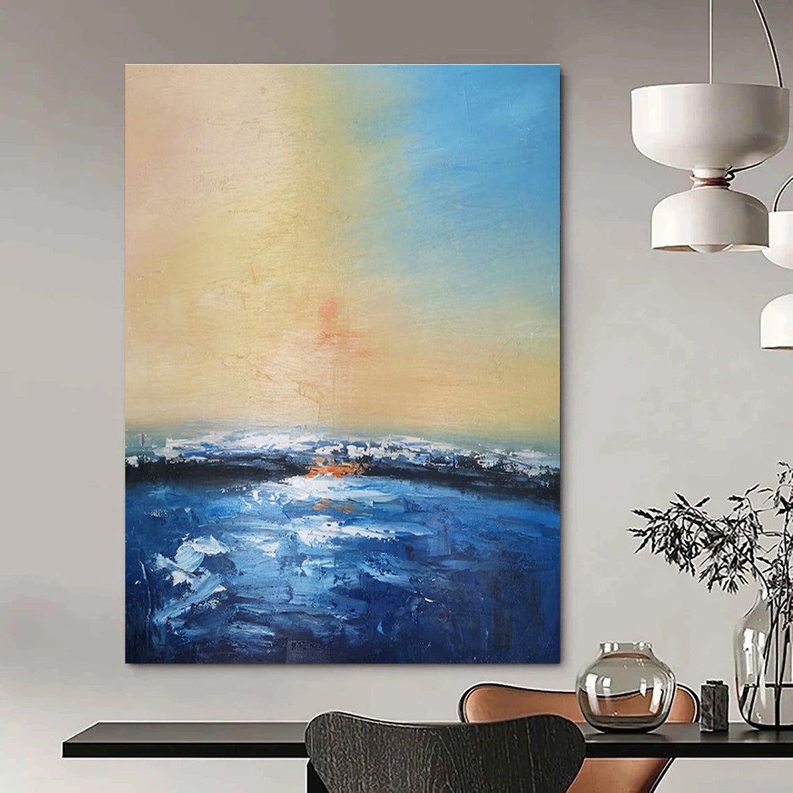 Soft - Toned Seaside Oil Painting for Coastal Bedroom & Relaxation Lounge DLZ1331