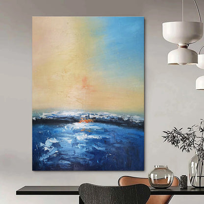Soft - Toned Seaside Oil Painting for Coastal Bedroom & Relaxation Lounge DLZ1331