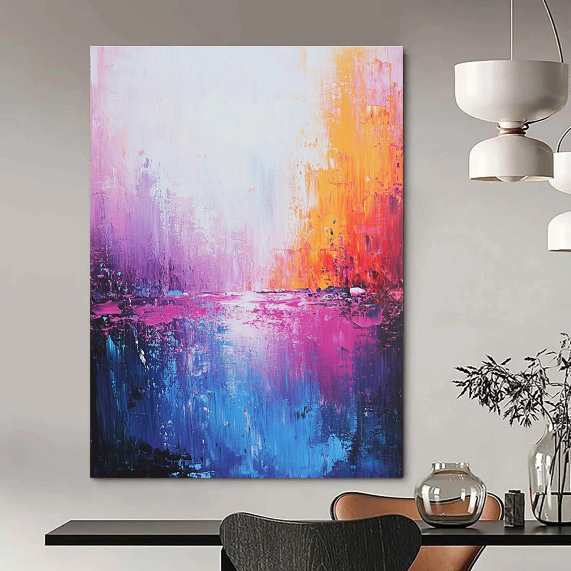 Vibrant Pink and Orange Abstract for Luxury Spa & Contemporary Art Space STSC345