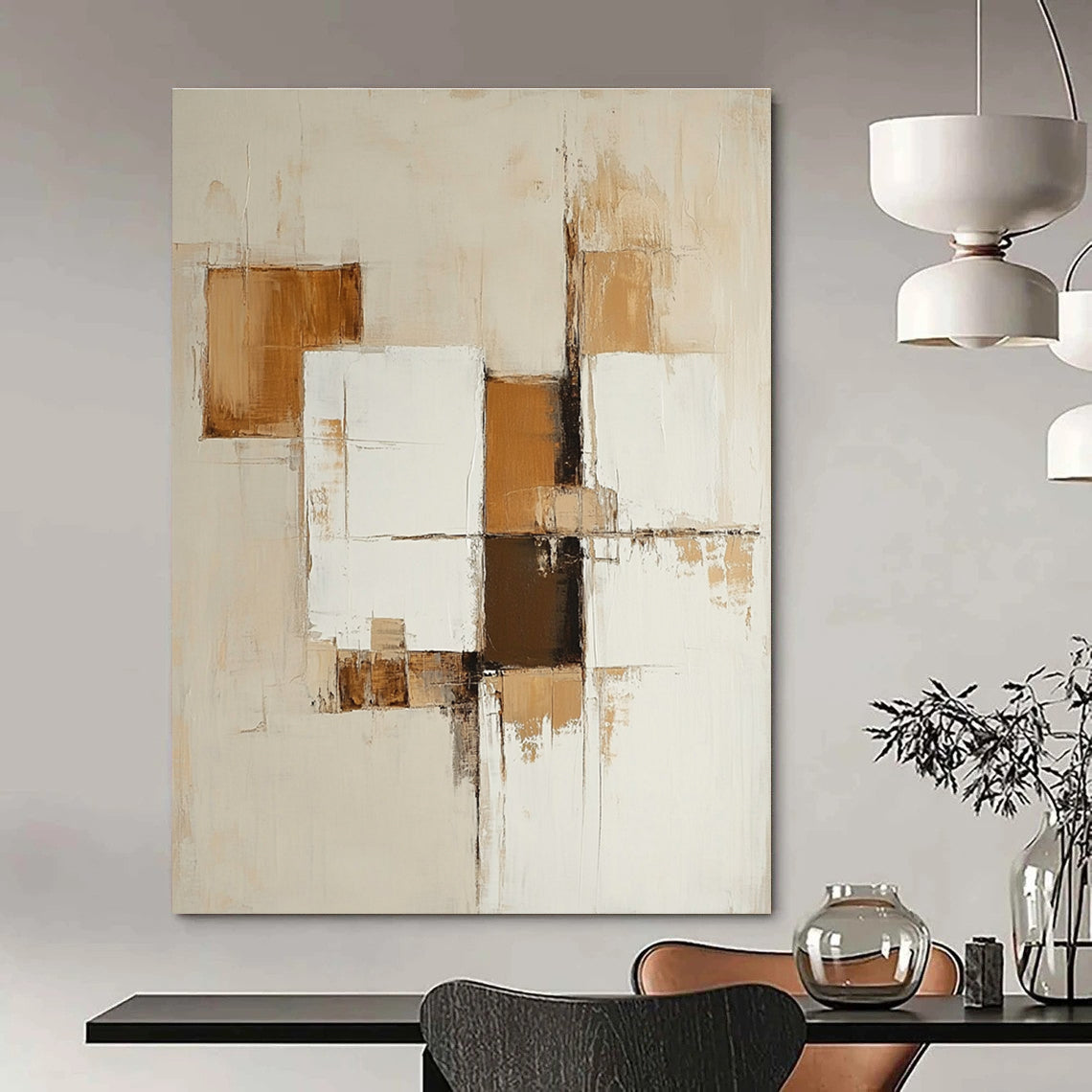 Textured Brown and White Squares for Industrial - Chic Loft & Contemporary Studio STSC763