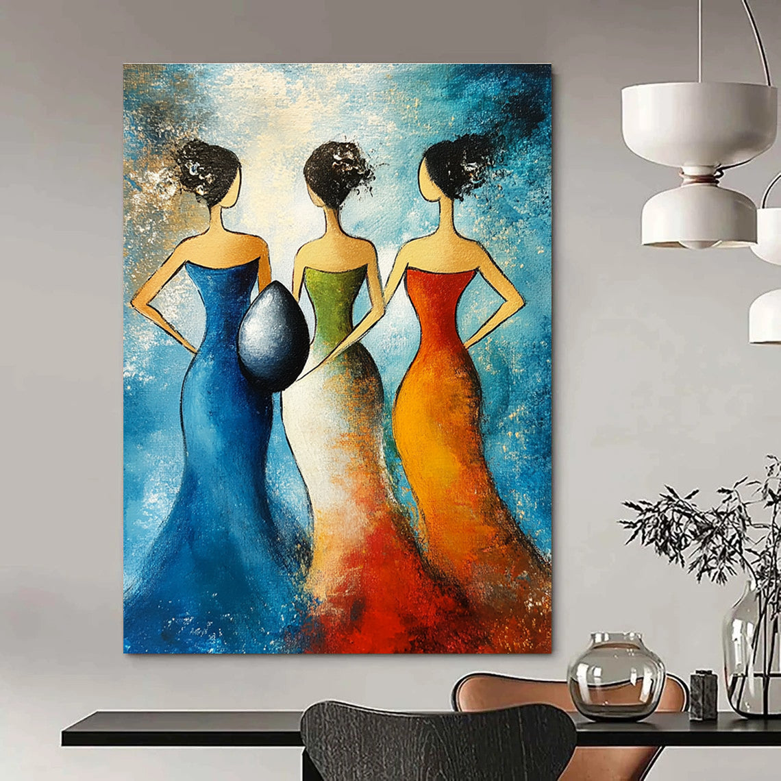 Three Women Art for Ethnic - Themed Boutique & Vibrant Home Dining Room STSC1444