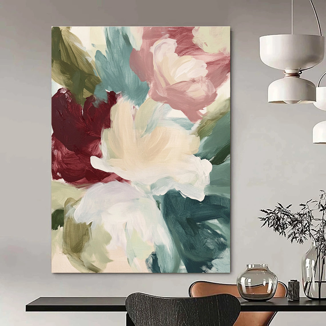 Soft Floral Abstract for Romantic Bedroom & Feminine Wellness Space STSC558