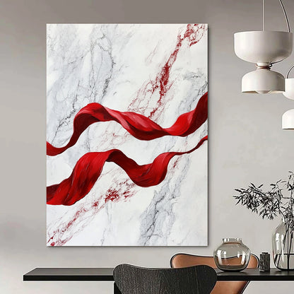 Red Ribbons on Marble Art for Luxury Hotel Spa & Sophisticated Home Bathroom STSC1416