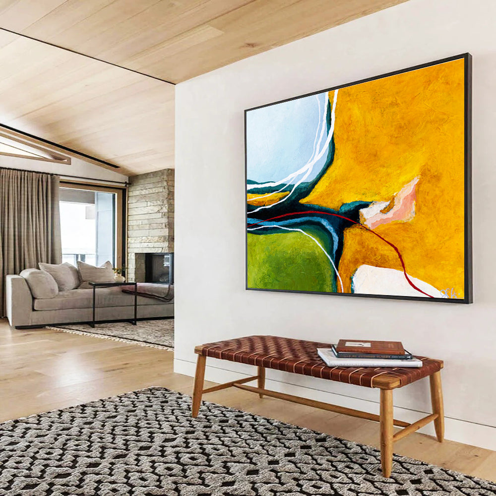 Yellow - Blue Intertwined Abstract for Modern Living Room DLZ2936