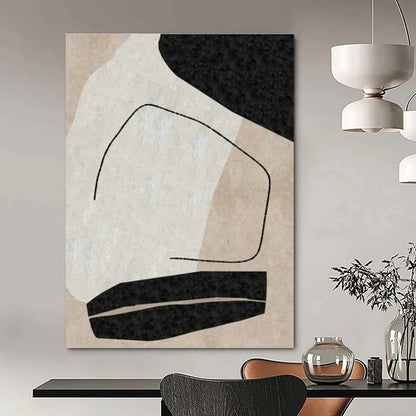 Beige - Black Abstract Art for Minimalist Bedroom & Art Gallery Corridor DLZ2049