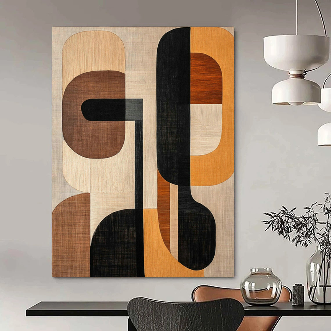 Geometric Patchwork Abstract Art for Mid - Century Home & Design Showroom DLZ1249