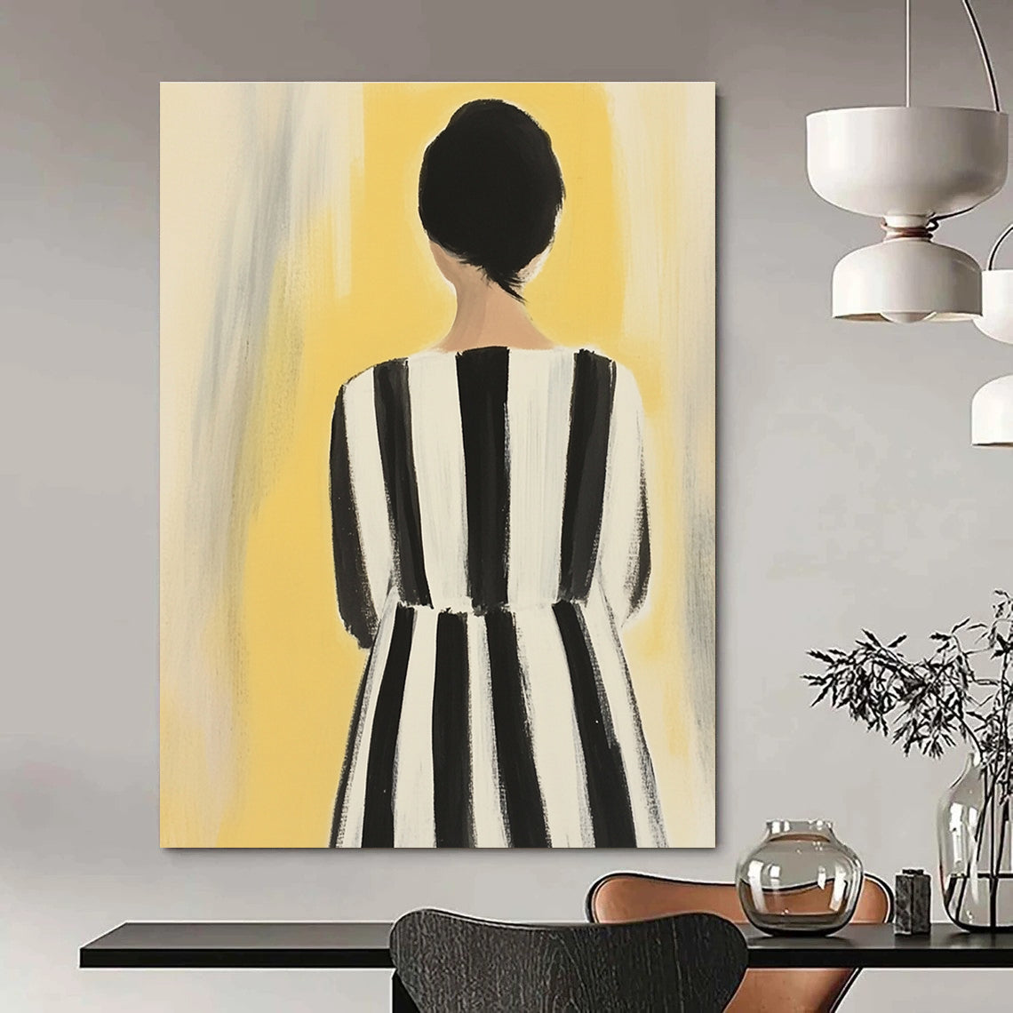 Woman in Striped Dress for Fashion - Inspired Bedroom & Art - Loving Boutique STSC1259
