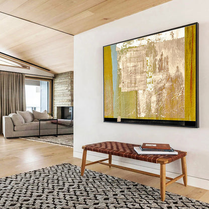 Yellow - Brown Geometric Abstract Art for Industrial - Style Hallway DLZ2777