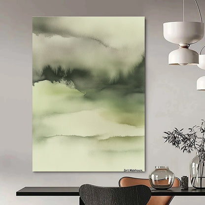 Gentle Green Watercolor Art for Yoga Studio & Nursery STSC068