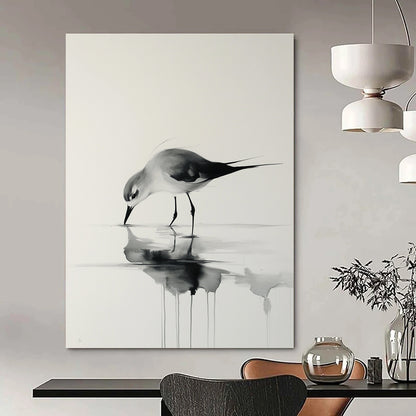 Ink Wash Bird Drinking for Zen - Inspired Office & Traditional Tea House STSC906