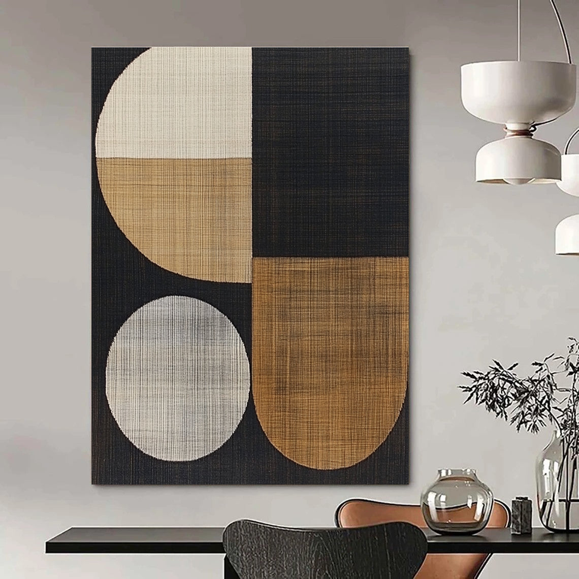 Geometric Textile Art for Modern Office Lounge & Minimalist Home Library STSC933