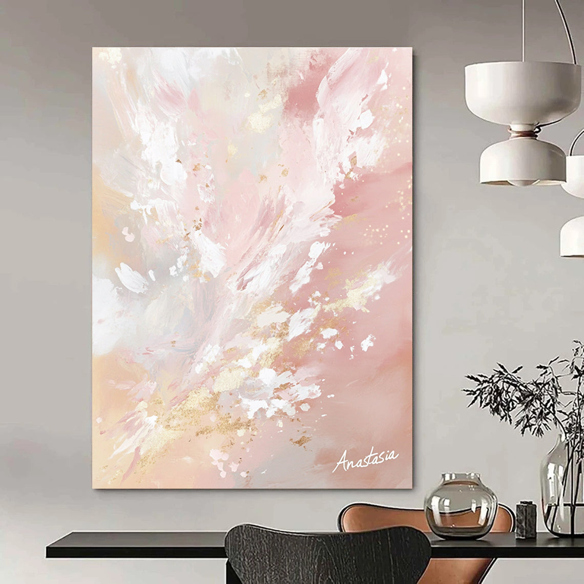 Pink and Gold Abstract for Luxurious Living Room & Wedding Venue Decor STSC1201