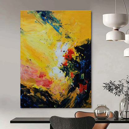 Yellow - Based Color Splash Abstract Art for Tropical Vacation Home & Artistic Community Center DLZ1349