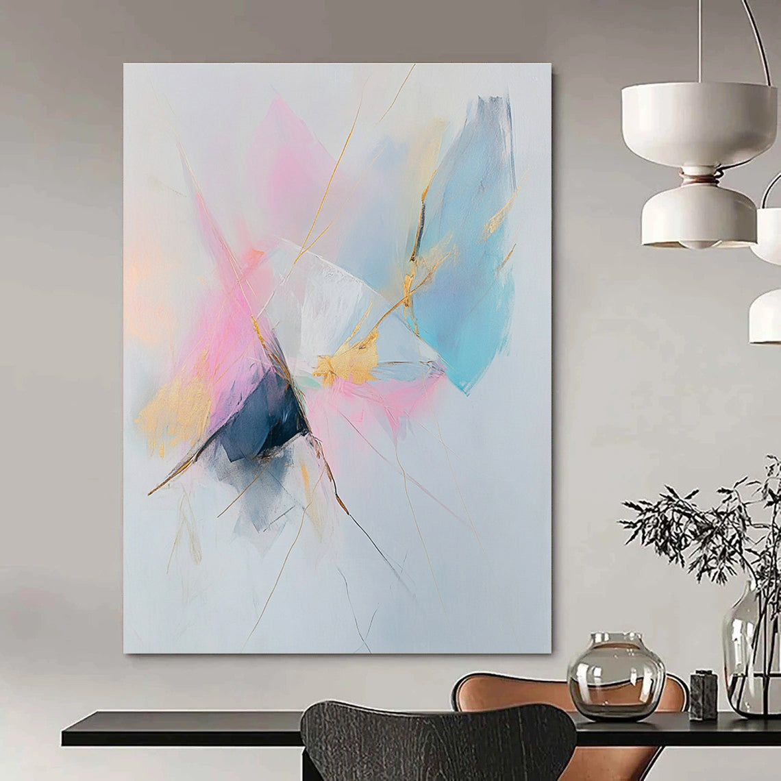 Pastel Abstract with Gold for Luxury Bedroom & Upscale Boutique STSC783
