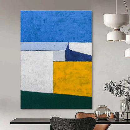 Blue - Yellow Geometric Abstract Art for Modern Office & Home Study DLZ1102