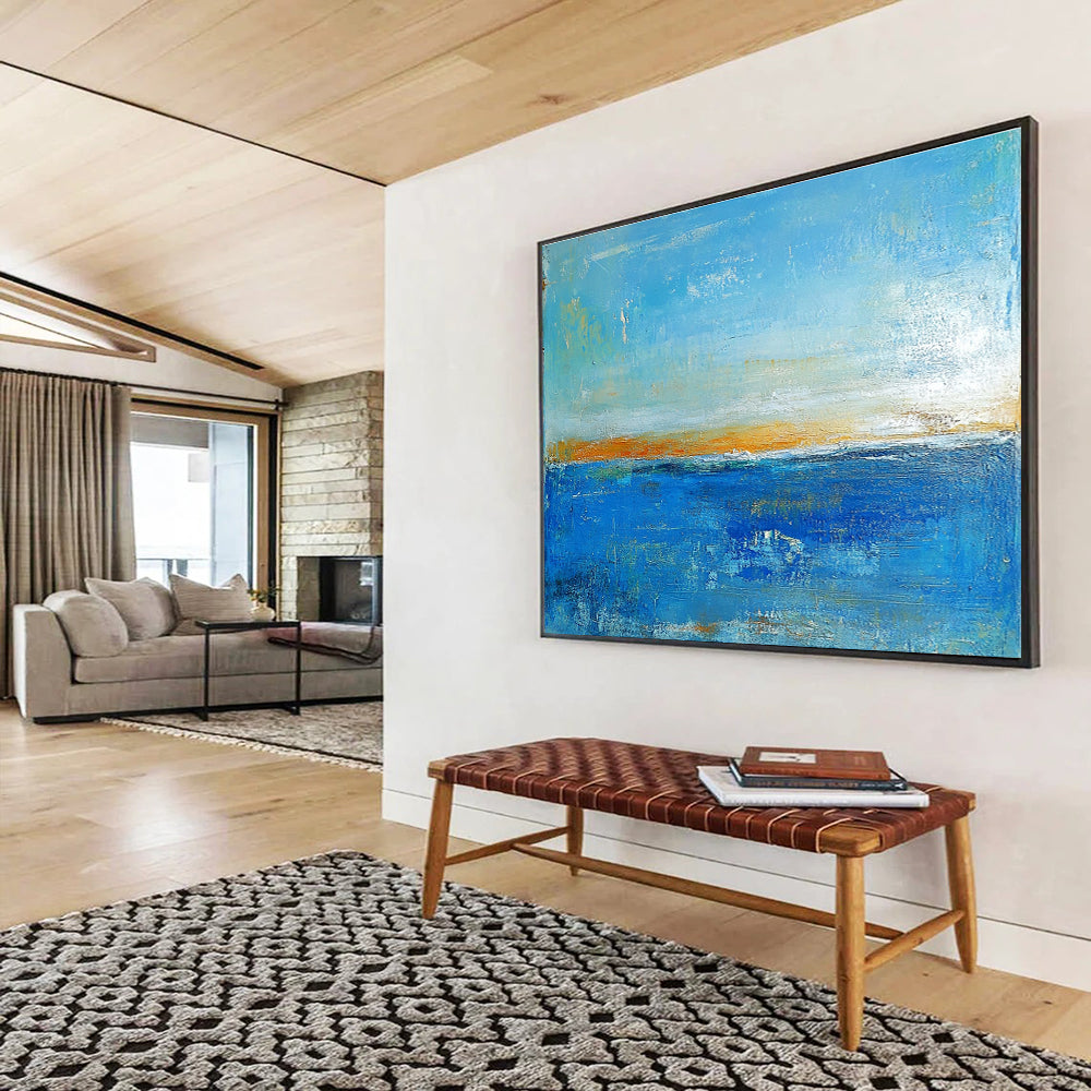 Blue - Orange Sea Abstract Art for Seaside Resort & Meditation Space SC034
