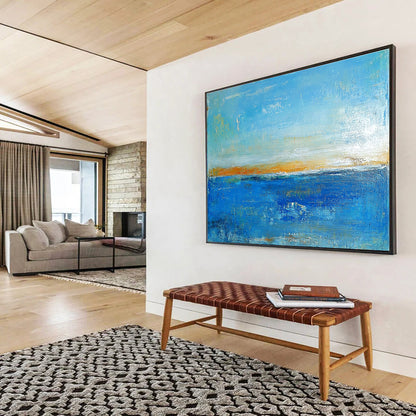 Blue - Orange Sea Abstract Art for Seaside Resort & Meditation Space SC034