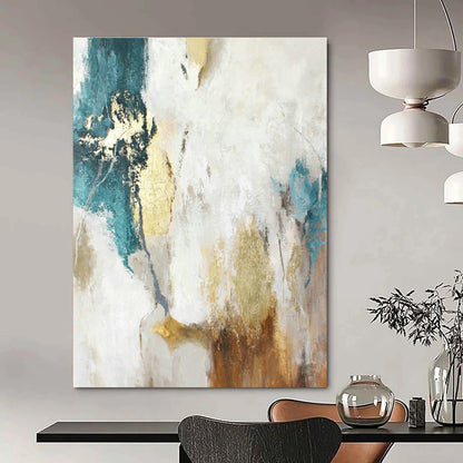 White - Gold - Blue Abstract Art for Bedroom & Living Room DLZ0401