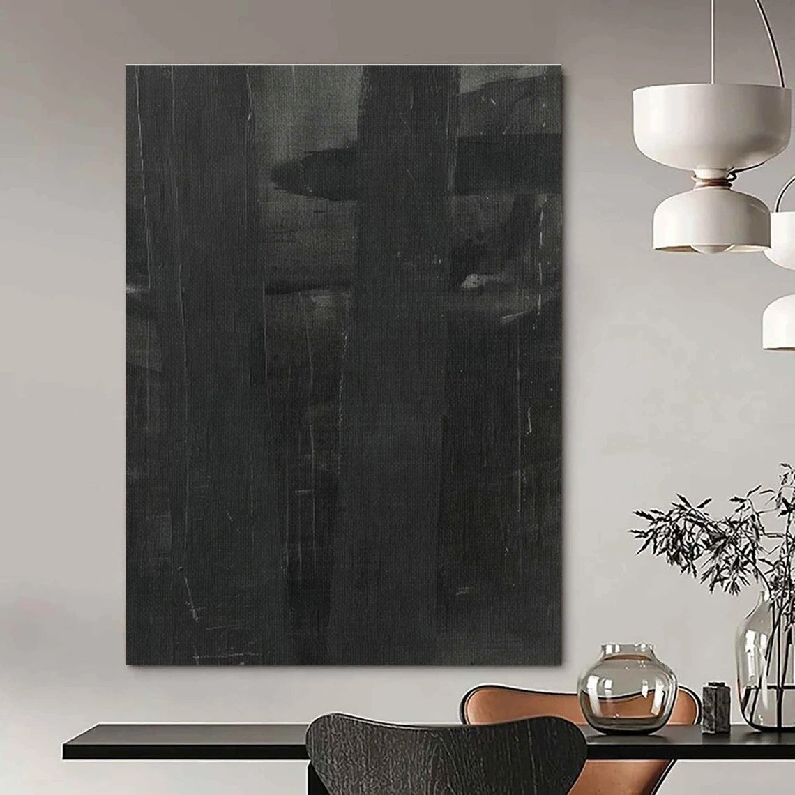 Dark Gray Abstract Art for Sophisticated Library & Home Bedroom DLZ1162