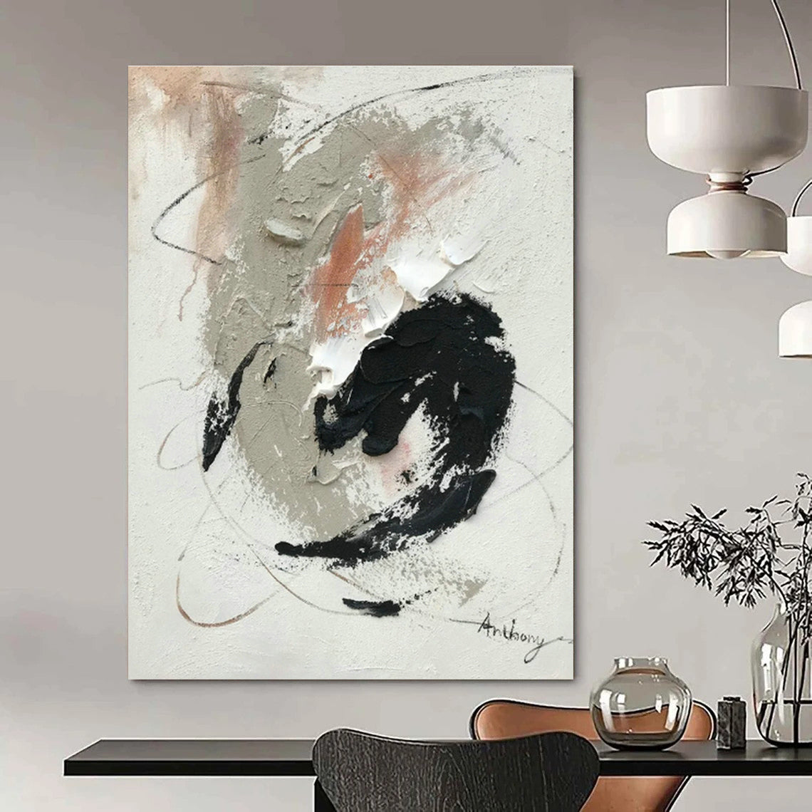 Gray - Black - White Abstract Art for Minimalist Gallery & Urban Apartment DLZ0819