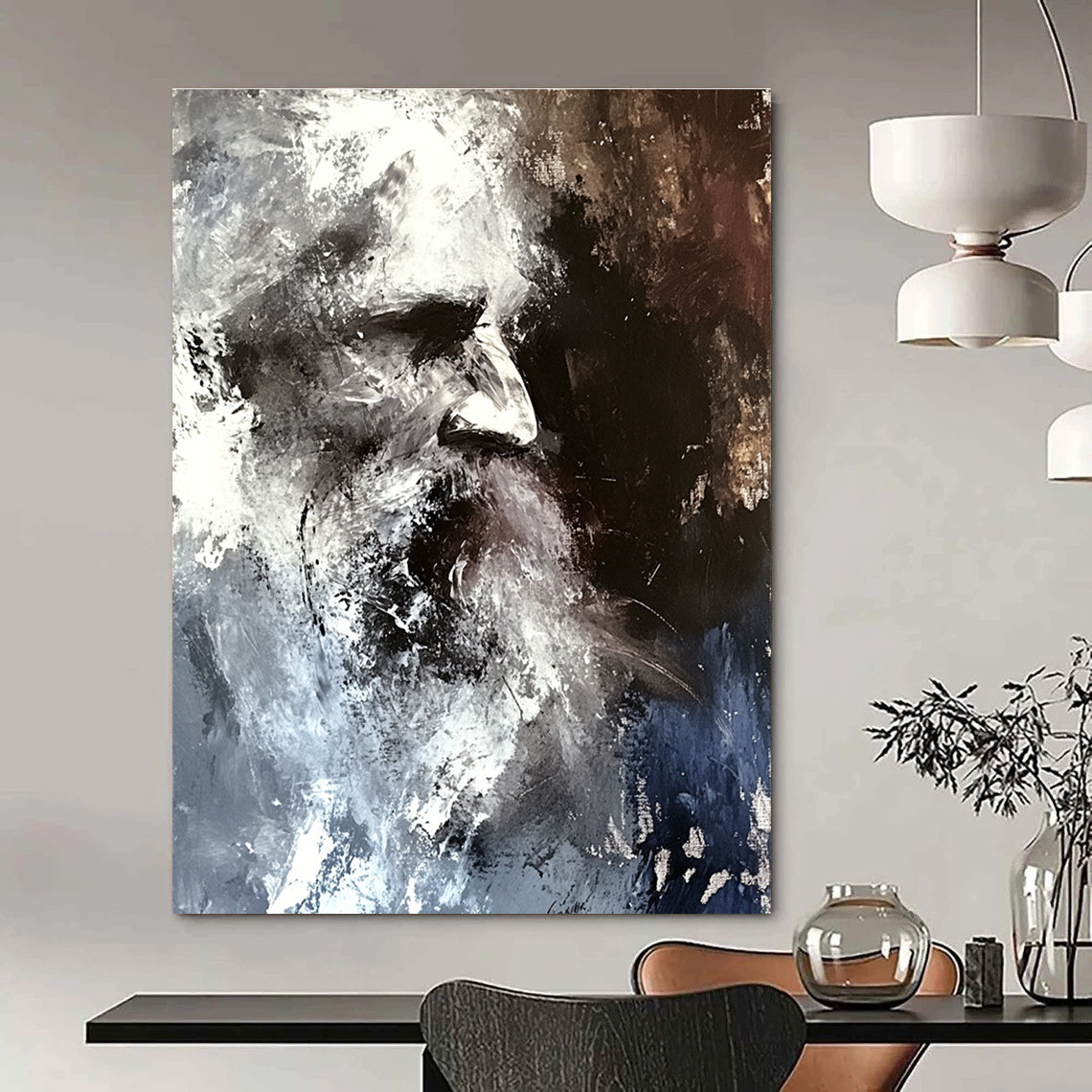 Monochrome Portrait with Texture for Thoughtful Study & Contemporary Art Gallery STSC229