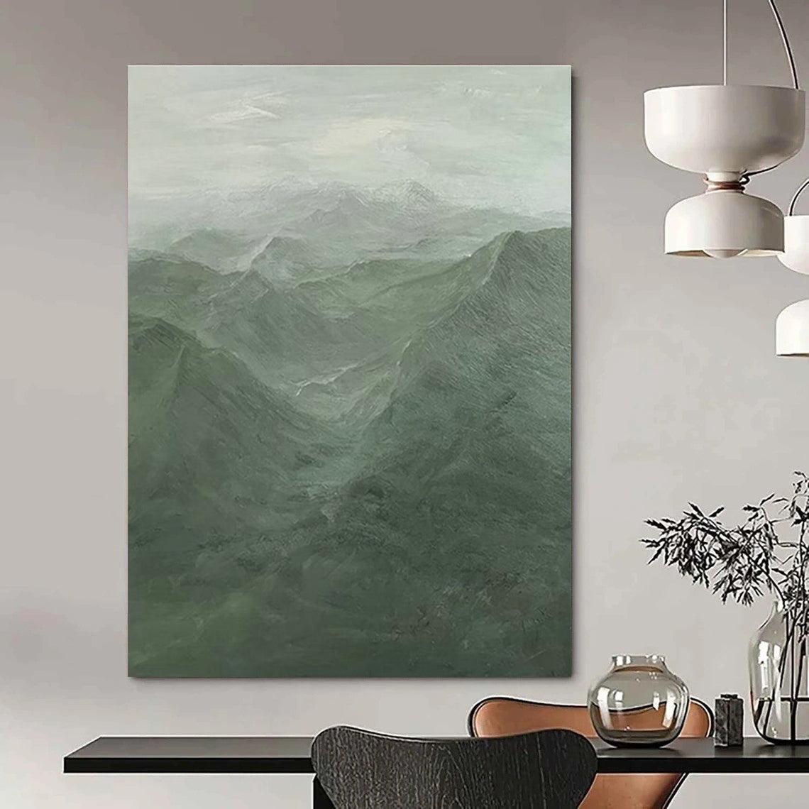 Vast Green Mountainscape Art for Outdoor - Themed Lodge & Nature - Inspired Home Office DLZ2197
