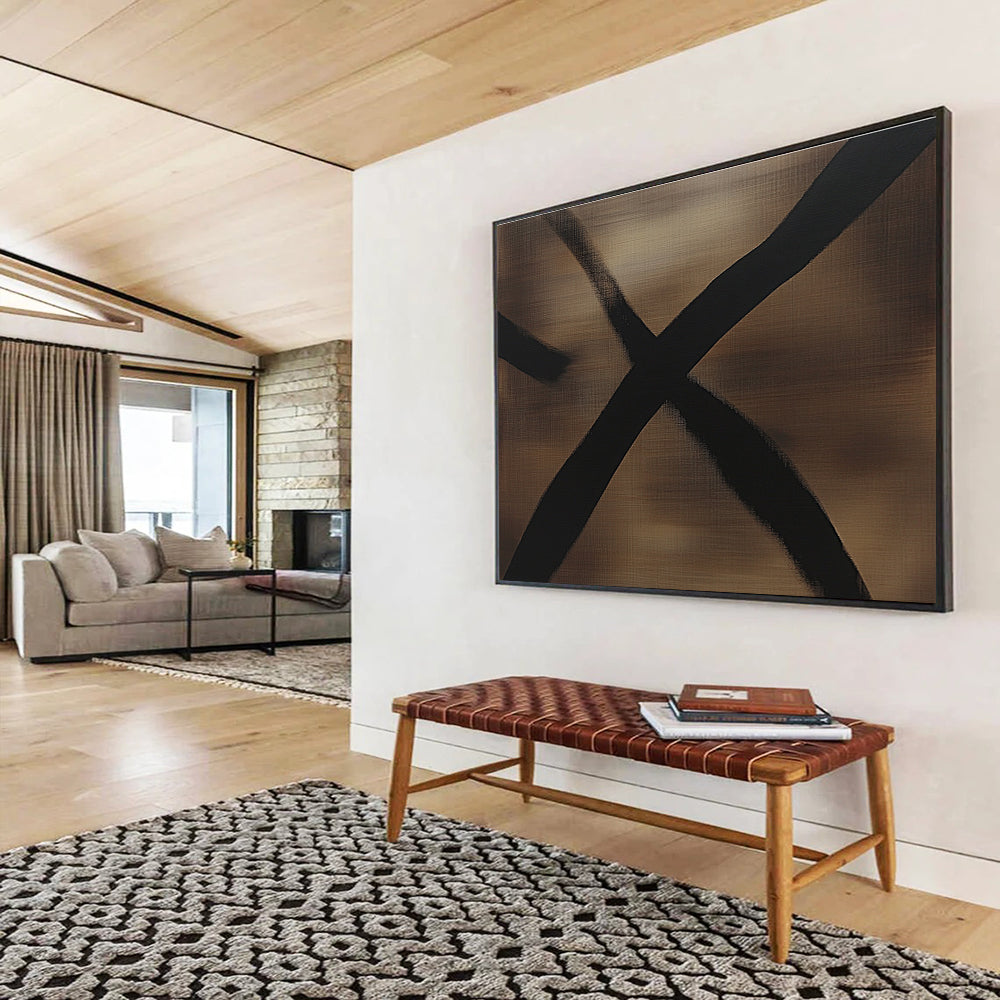Brown and Black X - Shaped Art for Masculine Study & Industrial - Style Loft SC349