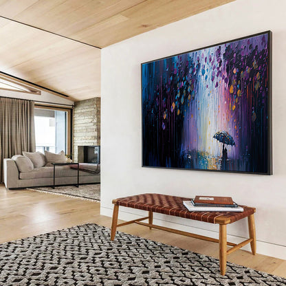Rainy Night Umbrella Art for Cozy Café Private Nooks DLZ3260