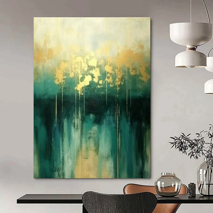 Green - Gold Abstract Art for Tropical Resort & Art - Loving Home DLZ1818