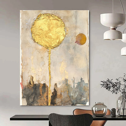 Golden Sun Abstract Mysterious Art for Bohemian - Style Lounge & Spiritual Home Meditation Room STSC1461