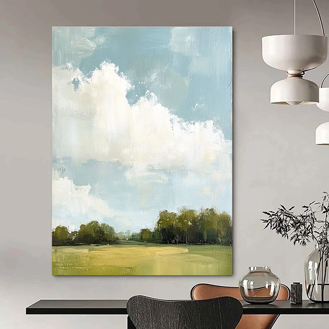 More Big Clouds Over Field for Art - Loving Library & Farmhouse Kitchen STSC874