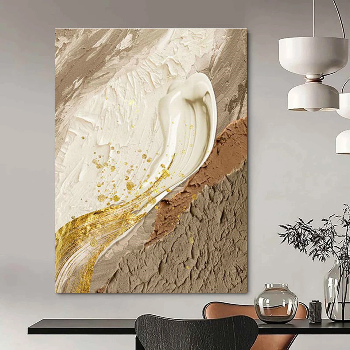 Gold - Accented Abstract Art for Luxury Penthouse & Glamorous Event Space DLZ2187