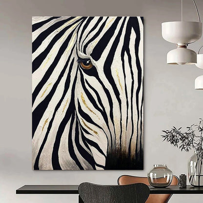 Zebra Eye with Gold Accents Art for Luxury Dressing Room & Art - Centric Living Room DLZ2146