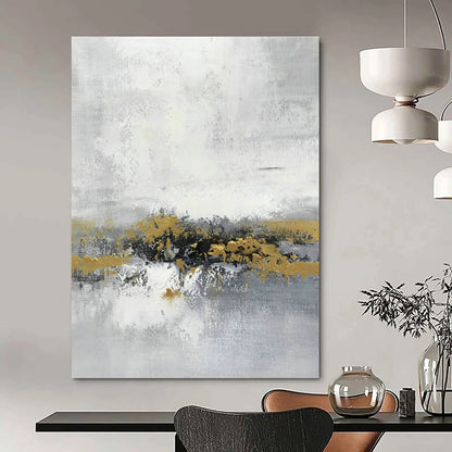 Gray - White Abstract with Gold Patches for Bedroom & Hotel Lobby DLZ0572