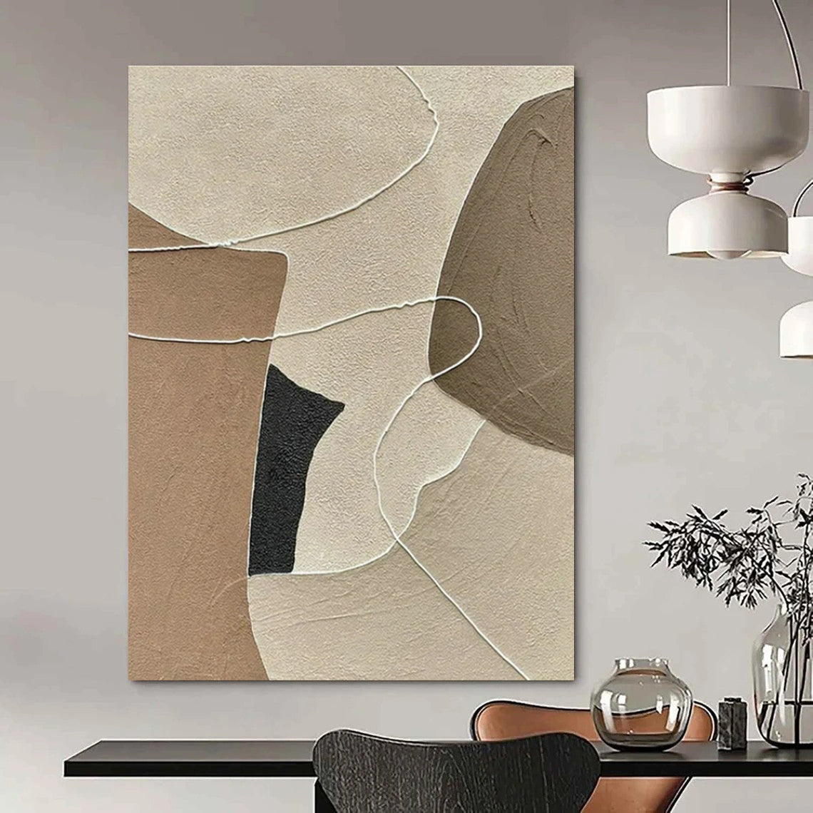 Neutral Geometric Line Art for Minimalist Interior Design Studio & Serene Yoga Retreat DLZ1506