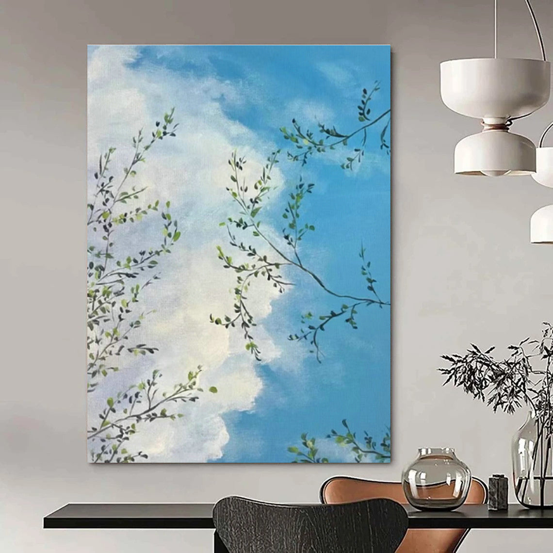 Sky and Branches Painting for Sunroom & Rooftop Bar DLZ0604
