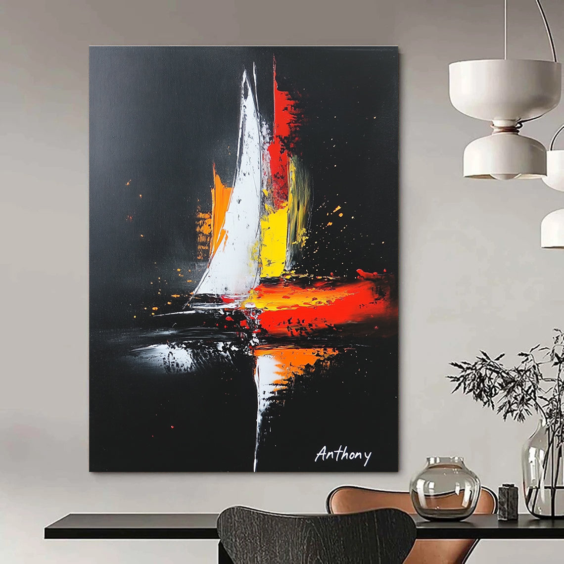 Night Sail Art for Nautical - Themed Bar & Luxury Yacht Club STSC815