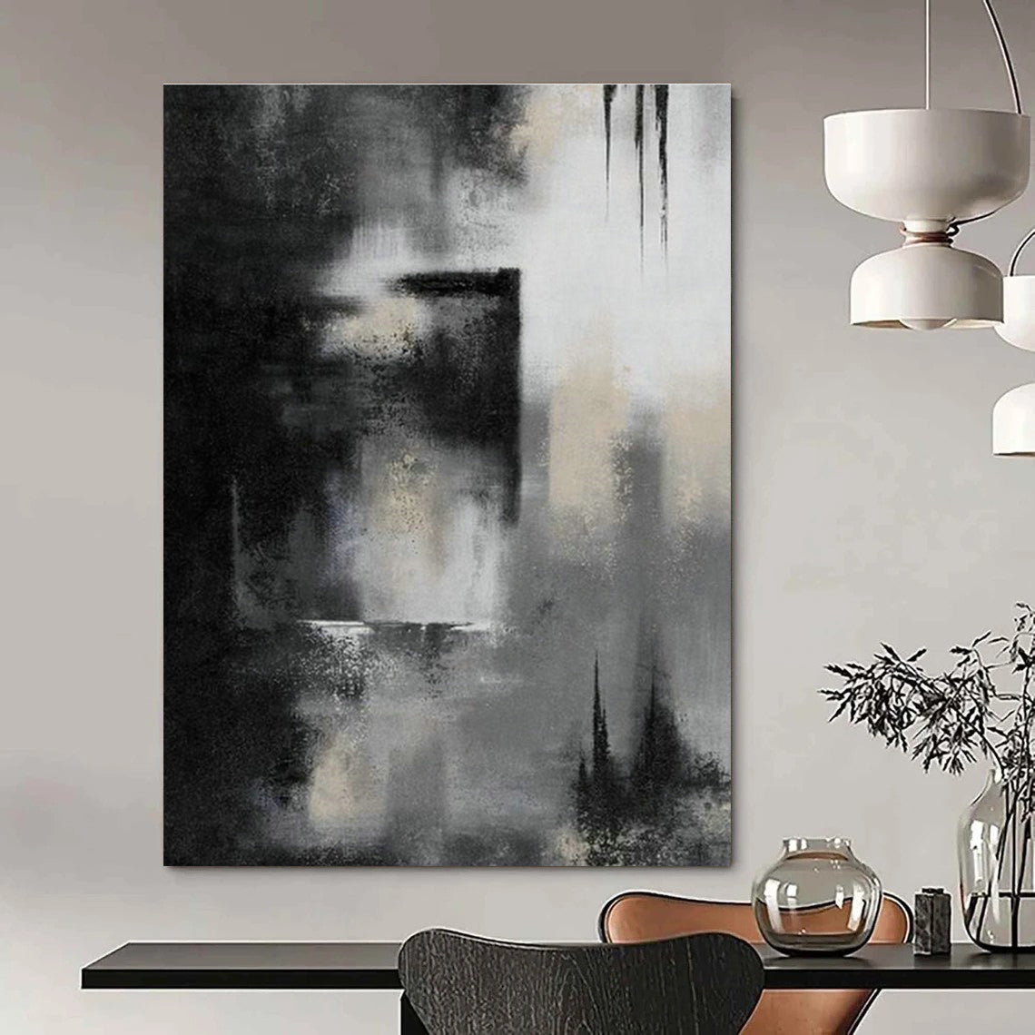 Black - White Abstract Art for Industrial Office Reception Areas DLZ0076