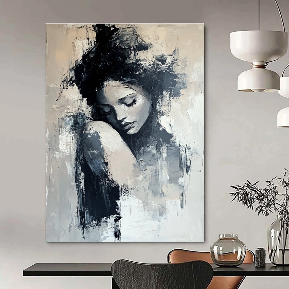 Monochrome Female Figure for Thoughtful Library & Feminine Home Office STSC297