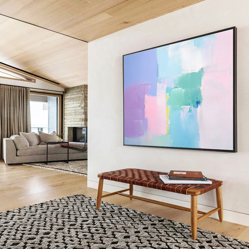 Pastel Color - Block Abstract Art for Feminine Bedroom & Soft - Toned Café SC255