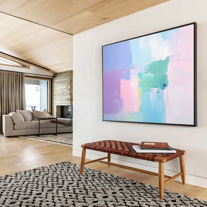 Pastel Color - Block Abstract Art for Feminine Bedroom & Soft - Toned Café SC255