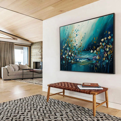 Blue - Toned Floral & Lake Art for Bohemian - Style Cottage Living Rooms DLZ3263