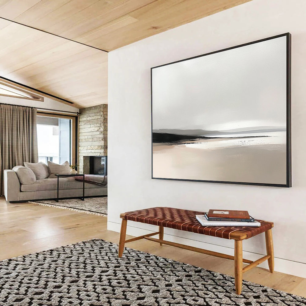 Minimalist Gray Landscape Art for Modern Spa Retreat & Calm Reading Nook SC092