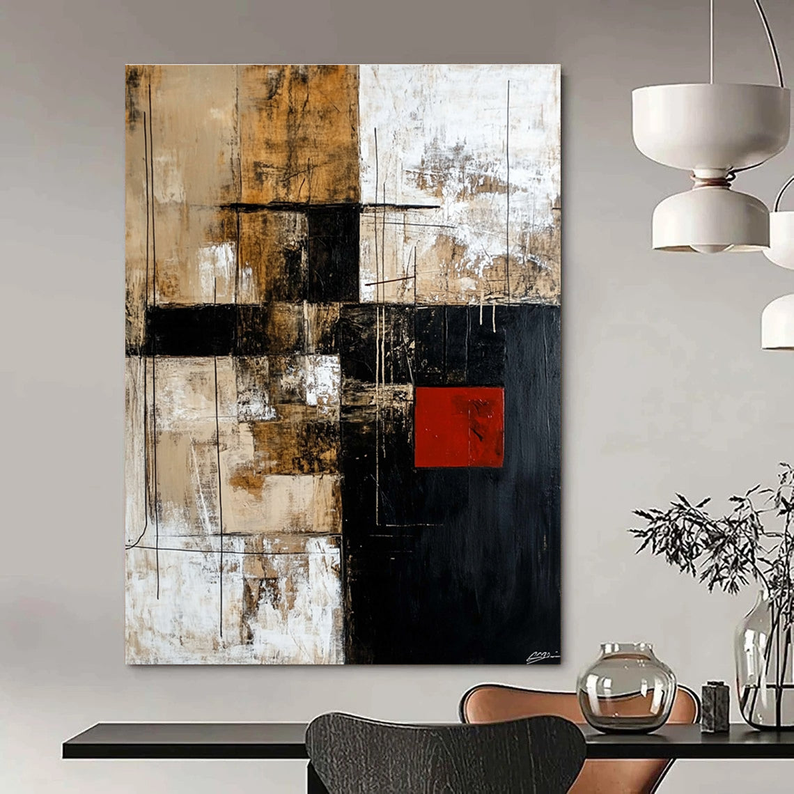 Brown and Black Geometric Abstract for Industrial - Style Loft & Contemporary Art Gallery STSC391