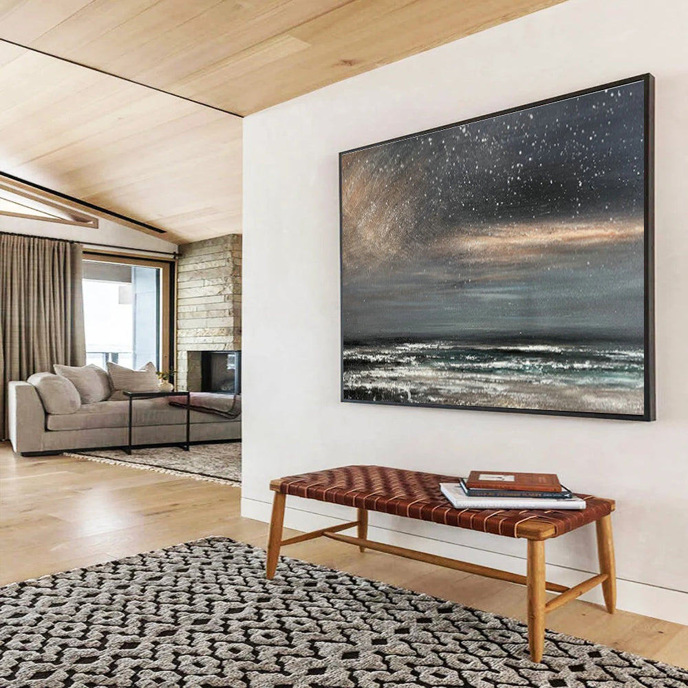 Starry Sky Sea View Oil Painting for Bohemian - Style Lounges DLZ2487