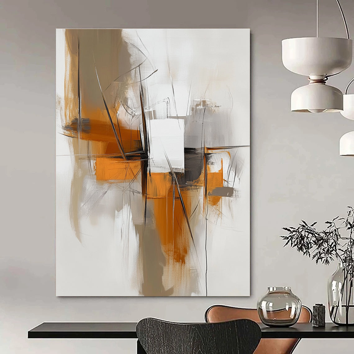 Dynamic Orange and Gray Abstract for Modern Office & Industrial - Style Restaurant STSC842