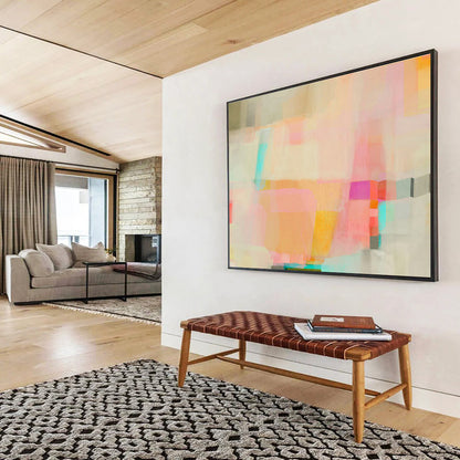 Pink - Orange Geometric Abstract Art for Chic Living Rooms DLZ2413