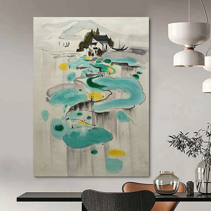 Ink - Wash Landscape Abstract Art for Oriental - Style Teahouse & Traditional Residence DLZ2284