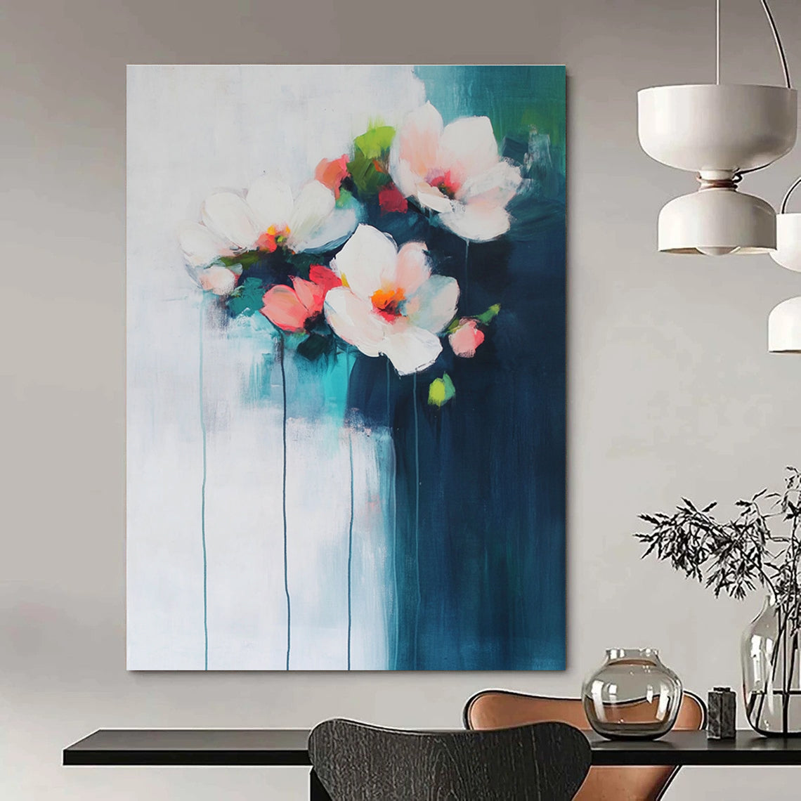 Soft Floral Abstract Art for Bedroom & Breakfast Nook STSC679